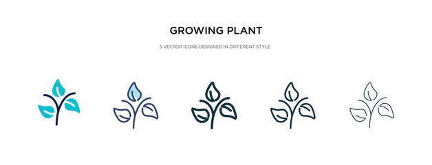 growing plant icon in different style vector illustration. two colored and black growing plant vector icons designed in filled, outline, line and stroke style can be used for web, mobile, ui