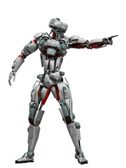 mechanical soldier pointing the direction full action