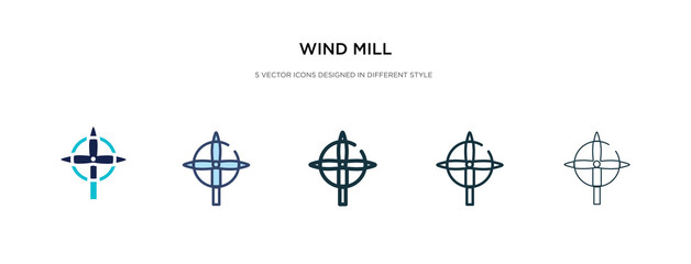 wind mill icon in different style vector illustration. two colored and black wind mill vector icons designed in filled, outline, line and stroke style can be used for web, mobile, ui