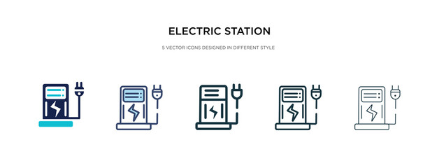 electric station icon in different style vector illustration. two colored and black electric station vector icons designed in filled, outline, line and stroke style can be used for web, mobile, ui
