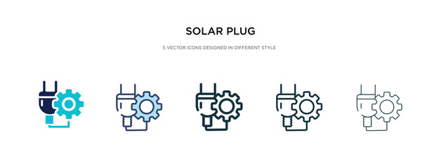 solar plug icon in different style vector illustration. two colored and black solar plug vector icons designed in filled, outline, line and stroke style can be used for web, mobile, ui