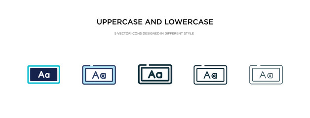 uppercase and lowercase letter icon in different style vector illustration. two colored and black uppercase and lowercase letter vector icons designed in filled, outline, line stroke style can be