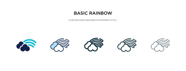 basic rainbow icon in different style vector illustration. two colored and black basic rainbow vector icons designed in filled, outline, line and stroke style can be used for web, mobile, ui