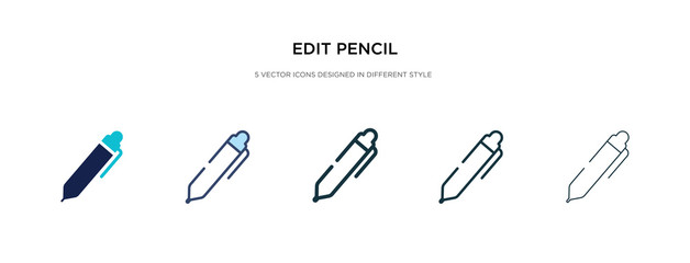 edit pencil icon in different style vector illustration. two colored and black edit pencil vector icons designed in filled, outline, line and stroke style can be used for web, mobile, ui