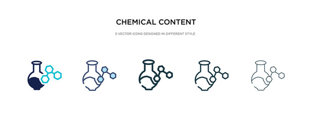 chemical content icon in different style vector illustration. two colored and black chemical content vector icons designed in filled, outline, line and stroke style can be used for web, mobile, ui