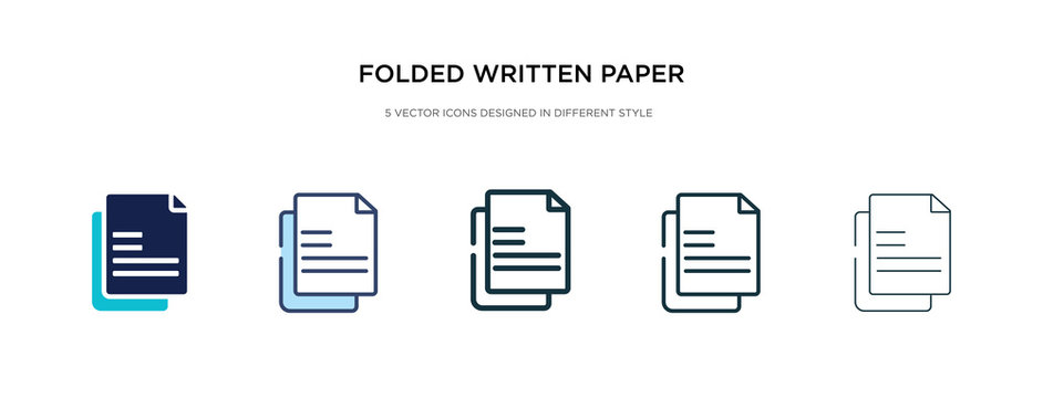 folded written paper icon in different style vector illustration. two colored and black folded written paper vector icons designed in filled, outline, line and stroke style can be used for web,