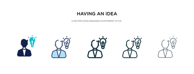 having an idea icon in different style vector illustration. two colored and black having an idea vector icons designed in filled, outline, line and stroke style can be used for web, mobile, ui