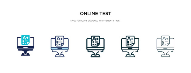 online test icon in different style vector illustration. two colored and black online test vector icons designed in filled, outline, line and stroke style can be used for web, mobile, ui