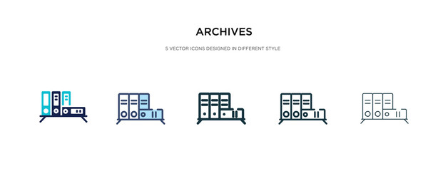 archives icon in different style vector illustration. two colored and black archives vector icons designed in filled, outline, line and stroke style can be used for web, mobile, ui