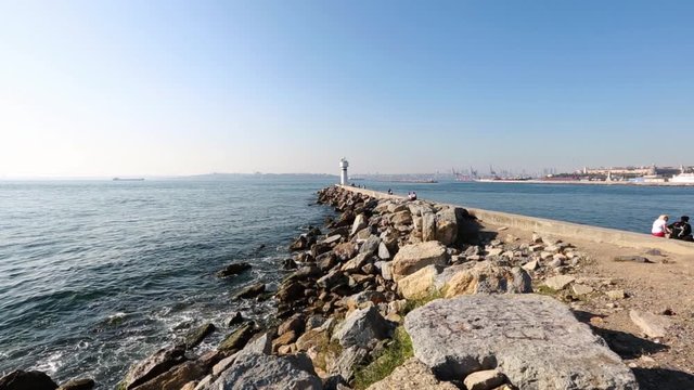 inciburnu lighthouse overlooking the Bosphorus and topkapi palace in moda, kadikoy, istanbul