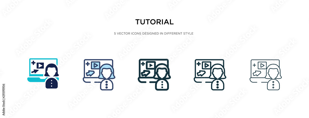 Poster tutorial icon in different style vector illustration. two colored and black tutorial vector icons de