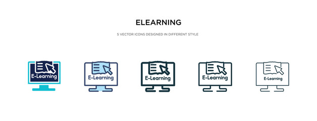 elearning icon in different style vector illustration. two colored and black elearning vector icons designed in filled, outline, line and stroke style can be used for web, mobile, ui