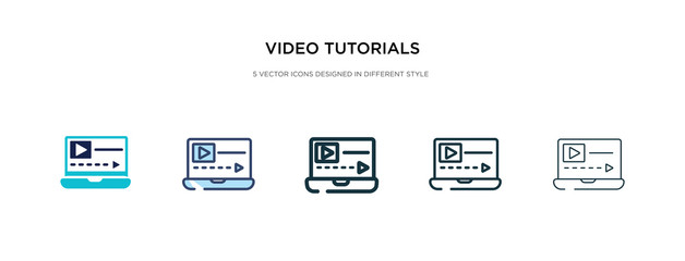 video tutorials icon in different style vector illustration. two colored and black video tutorials vector icons designed in filled, outline, line and stroke style can be used for web, mobile, ui