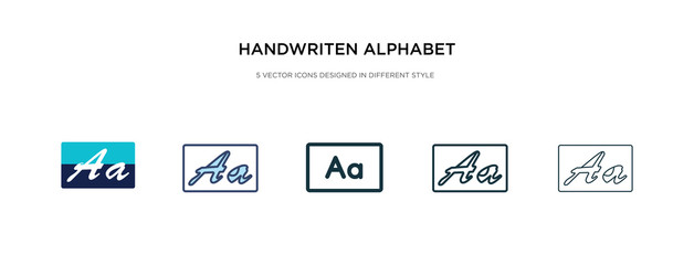 handwriten alphabet icon in different style vector illustration. two colored and black handwriten alphabet vector icons designed in filled, outline, line and stroke style can be used for web,