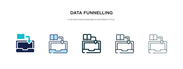 data funnelling icon in different style vector illustration. two colored and black data funnelling vector icons designed in filled, outline, line and stroke style can be used for web, mobile, ui