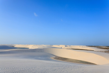 White sand dunes panorama from Lencois Maranhenses National Park, Brazil.