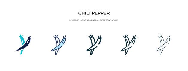 chili pepper icon in different style vector illustration. two colored and black chili pepper vector icons designed in filled, outline, line and stroke style can be used for web, mobile, ui