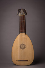 Lute of the 17th century. Close-up details..