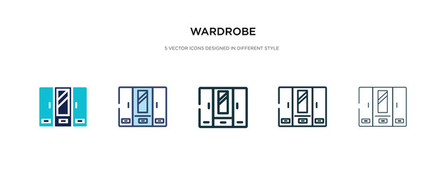 Fototapeta na wymiar wardrobe icon in different style vector illustration. two colored and black wardrobe vector icons designed in filled, outline, line and stroke style can be used for web, mobile, ui