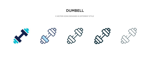 dumbell icon in different style vector illustration. two colored and black dumbell vector icons designed in filled, outline, line and stroke style can be used for web, mobile, ui