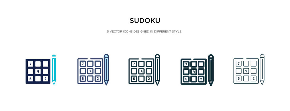 sudoku icon in different style vector illustration. two colored and black sudoku vector icons designed in filled, outline, line and stroke style can be used for web, mobile, ui