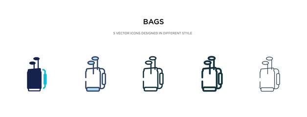 bags icon in different style vector illustration. two colored and black bags vector icons designed in filled, outline, line and stroke style can be used for web, mobile, ui