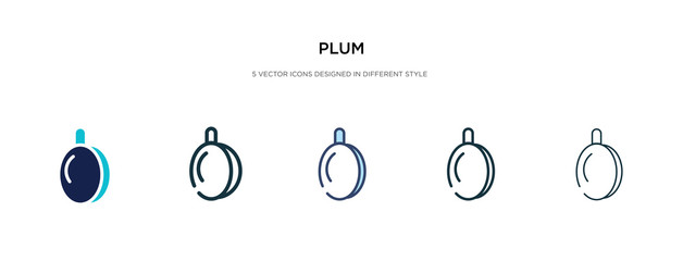 Fototapeta na wymiar plum icon in different style vector illustration. two colored and black plum vector icons designed in filled, outline, line and stroke style can be used for web, mobile, ui