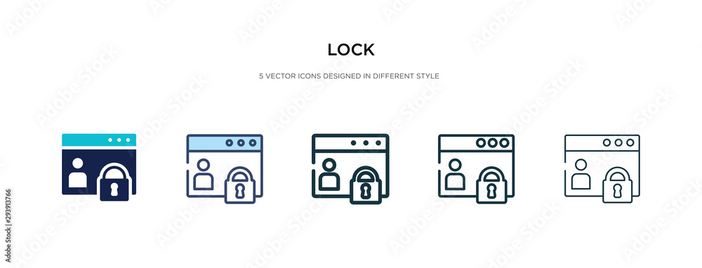 Wall mural lock icon in different style vector illustration. two colored and black lock vector icons designed i
