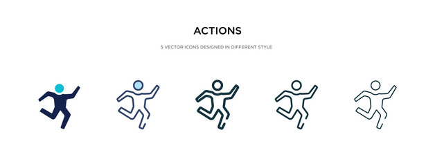 actions icon in different style vector illustration. two colored and black actions vector icons designed in filled, outline, line and stroke style can be used for web, mobile, ui