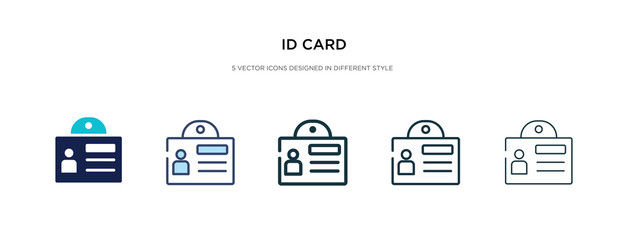 id card icon in different style vector illustration. two colored and black id card vector icons designed in filled, outline, line and stroke style can be used for web, mobile, ui