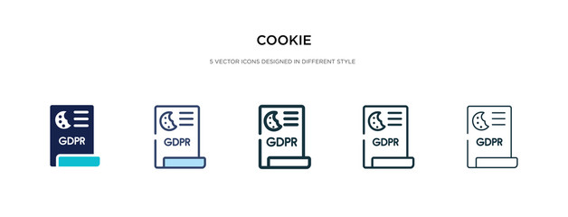 cookie icon in different style vector illustration. two colored and black cookie vector icons designed in filled, outline, line and stroke style can be used for web, mobile, ui
