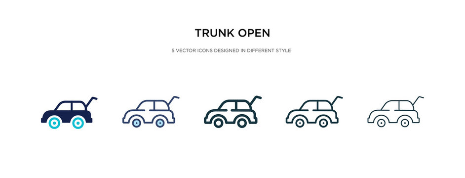 trunk open icon in different style vector illustration. two colored and black trunk open vector icons designed in filled, outline, line and stroke style can be used for web, mobile, ui