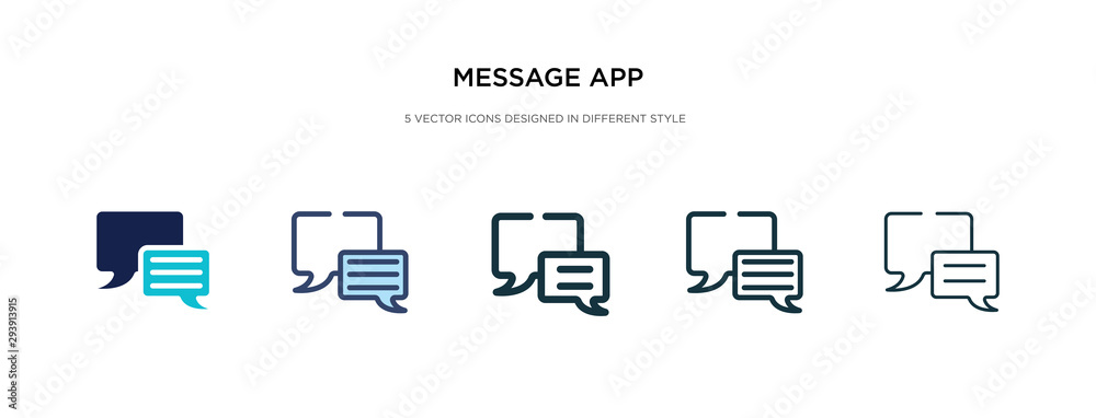 Poster message app icon in different style vector illustration. two colored and black message app vector ic