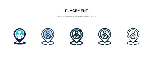 placement icon in different style vector illustration. two colored and black placement vector icons designed in filled, outline, line and stroke style can be used for web, mobile, ui