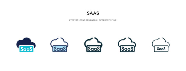 saas icon in different style vector illustration. two colored and black saas vector icons designed in filled, outline, line and stroke style can be used for web, mobile, ui