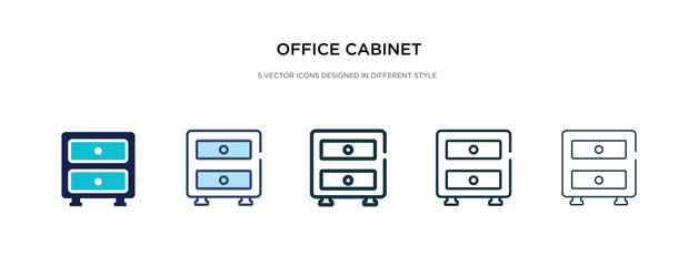 office cabinet icon in different style vector illustration. two colored and black office cabinet vector icons designed in filled, outline, line and stroke style can be used for web, mobile, ui