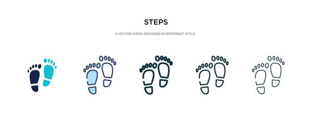 steps icon in different style vector illustration. two colored and black steps vector icons designed in filled, outline, line and stroke style can be used for web, mobile, ui