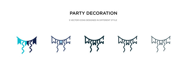 party decoration icon in different style vector illustration. two colored and black party decoration vector icons designed in filled, outline, line and stroke style can be used for web, mobile, ui