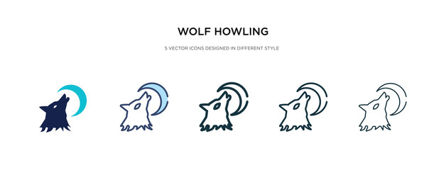 wolf howling icon in different style vector illustration. two colored and black wolf howling vector icons designed in filled, outline, line and stroke style can be used for web, mobile, ui