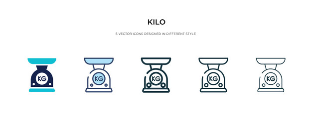 kilo icon in different style vector illustration. two colored and black kilo vector icons designed in filled, outline, line and stroke style can be used for web, mobile, ui - obrazy, fototapety, plakaty