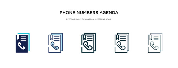 phone numbers agenda icon in different style vector illustration. two colored and black phone numbers agenda vector icons designed in filled, outline, line and stroke style can be used for web,