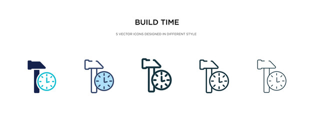 build time icon in different style vector illustration. two colored and black build time vector icons designed in filled, outline, line and stroke style can be used for web, mobile, ui