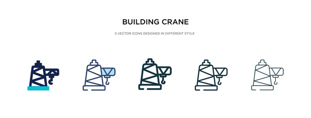 building crane icon in different style vector illustration. two colored and black building crane vector icons designed in filled, outline, line and stroke style can be used for web, mobile, ui