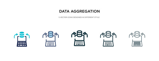 data aggregation icon in different style vector illustration. two colored and black data aggregation vector icons designed in filled, outline, line and stroke style can be used for web, mobile, ui