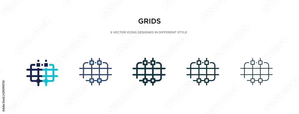 Poster grids icon in different style vector illustration. two colored and black grids vector icons designed
