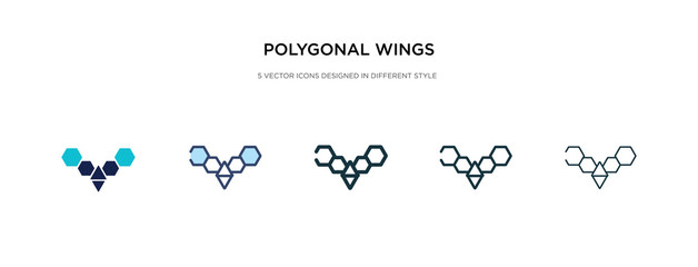 polygonal wings icon in different style vector illustration. two colored and black polygonal wings vector icons designed in filled, outline, line and stroke style can be used for web, mobile, ui