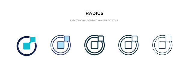 radius icon in different style vector illustration. two colored and black radius vector icons designed in filled, outline, line and stroke style can be used for web, mobile, ui