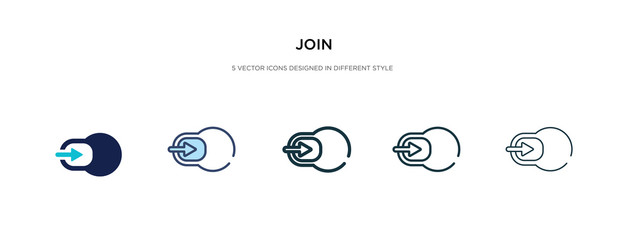 join icon in different style vector illustration. two colored and black join vector icons designed in filled, outline, line and stroke style can be used for web, mobile, ui