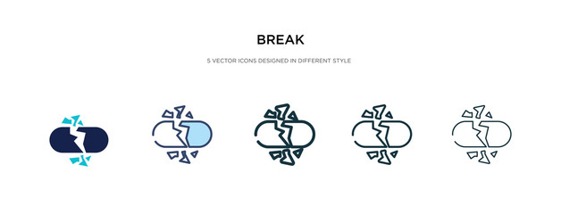 break icon in different style vector illustration. two colored and black break vector icons designed in filled, outline, line and stroke style can be used for web, mobile, ui