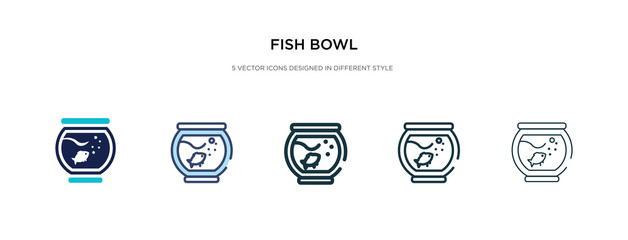 fish bowl icon in different style vector illustration. two colored and black fish bowl vector icons designed in filled, outline, line and stroke style can be used for web, mobile, ui